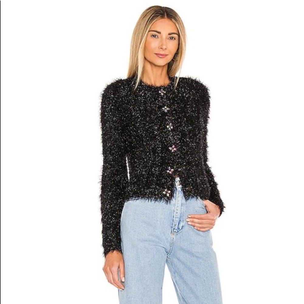 New Tach Clothing Helga black fuzzy cropped cardigan Size XS